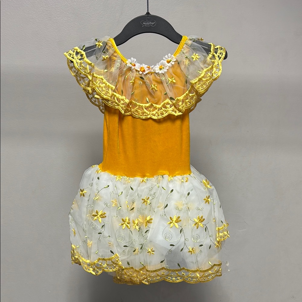 Yellow and White Kids Ballet Costume